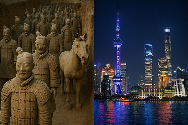 Terrakotta-Armee und Moderne Skyline